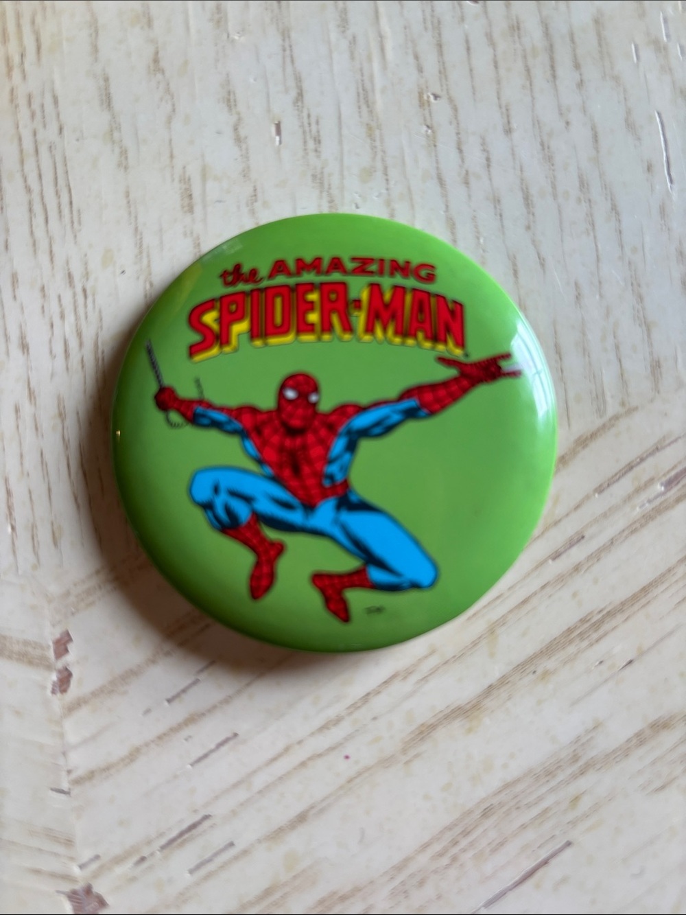 Vintage 1991 Marvel The Amazing Spider-Man Pinback Button Green Spider-Man 90s